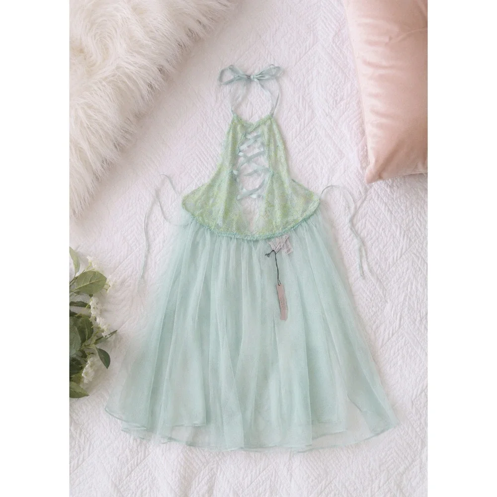 NWT Victoria's Secret Chemise / Lingerie Mint Green, Sheer, Lace, Size XS